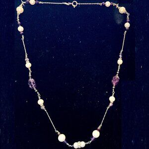 16” genuine freshwater pearl/Sterling silver necklace